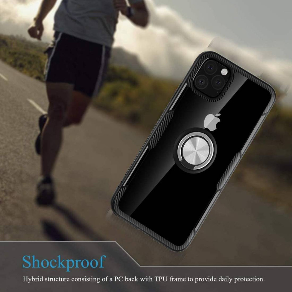 Carbon Clear Ring TPU Apple iPhone 12 / iPhone 12 Pro Μαύρο