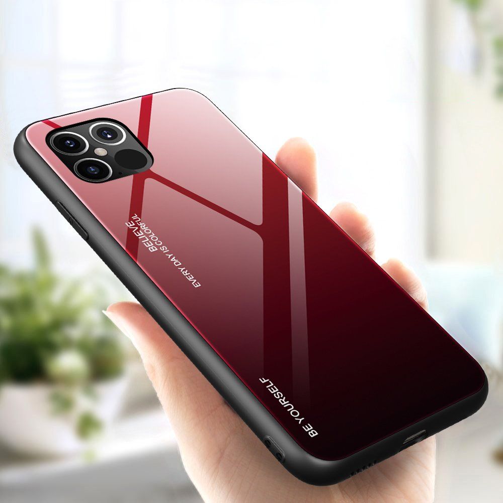 Glass Case Apple iPhone 12 Pro Max Μαύρο / Κόκκινο