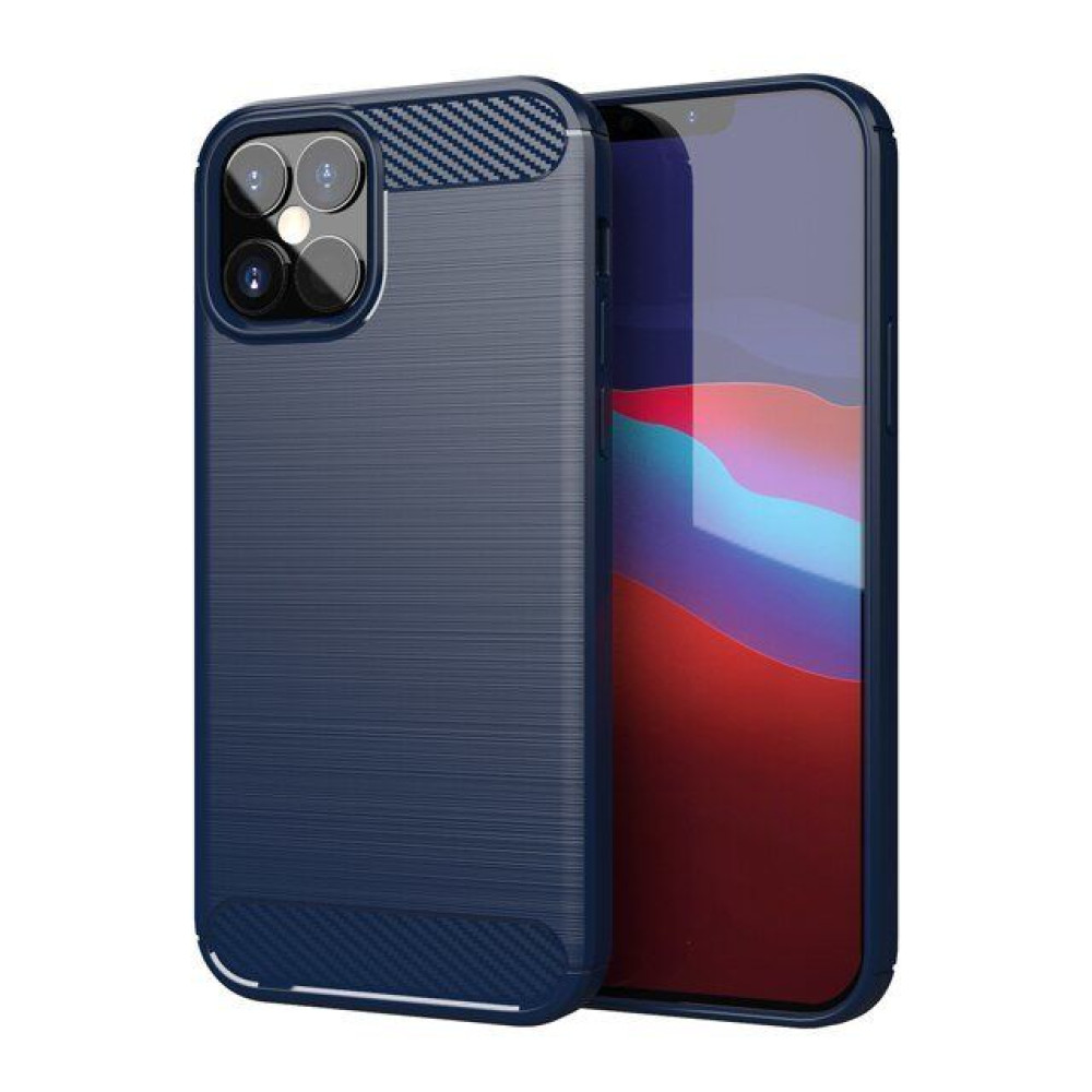 Θήκη Σιλικόνης Carbon TPU Fiber Brushed Apple iPhone 12 / iPhone 12 Pro Μπλε