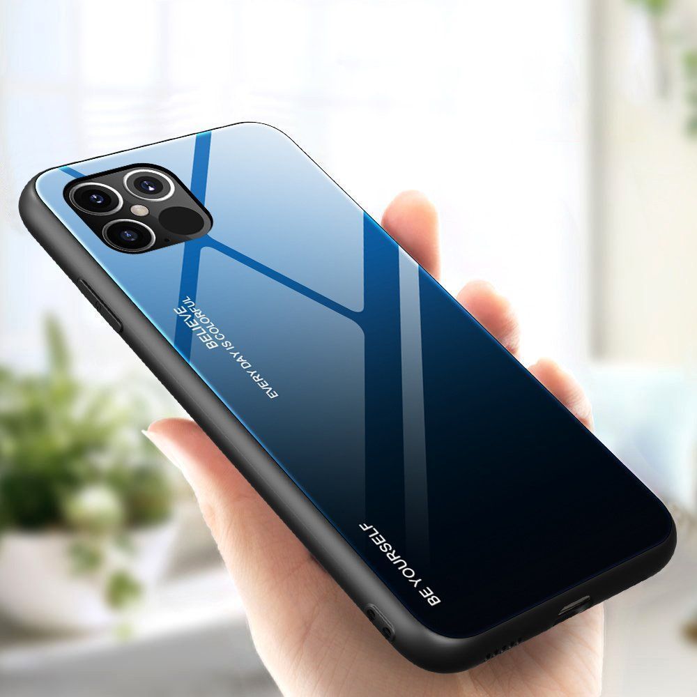 Glass Case Apple iPhone 12 Pro Max Μαύρο / Μπλε