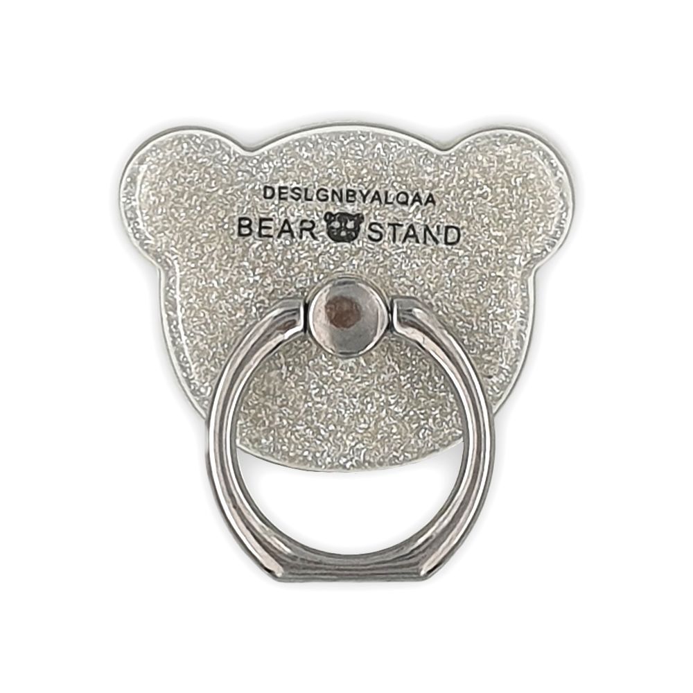 Αυτοκόλλητο Δαχτυλίδι Ring Κινητού Glitter Bear Ασημί