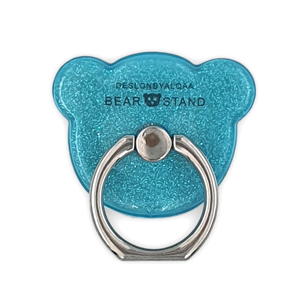 Αυτοκόλλητο Δαχτυλίδι Ring Κινητού Glitter Bear Γαλάζιο