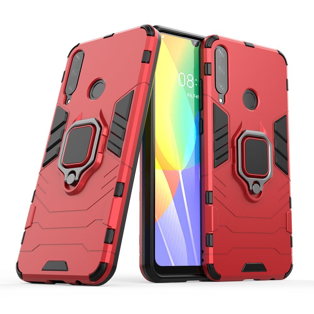 Ring Armor Kickstand magnetic car holder Huawei Y6p Κόκκινο