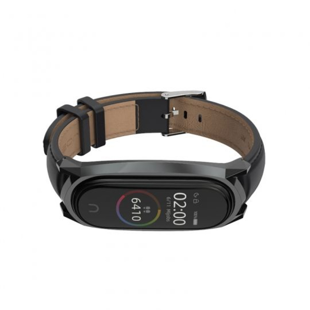 Λουράκι Δερματίνης Herms Mi Smart Band 5/6 Μαύρο