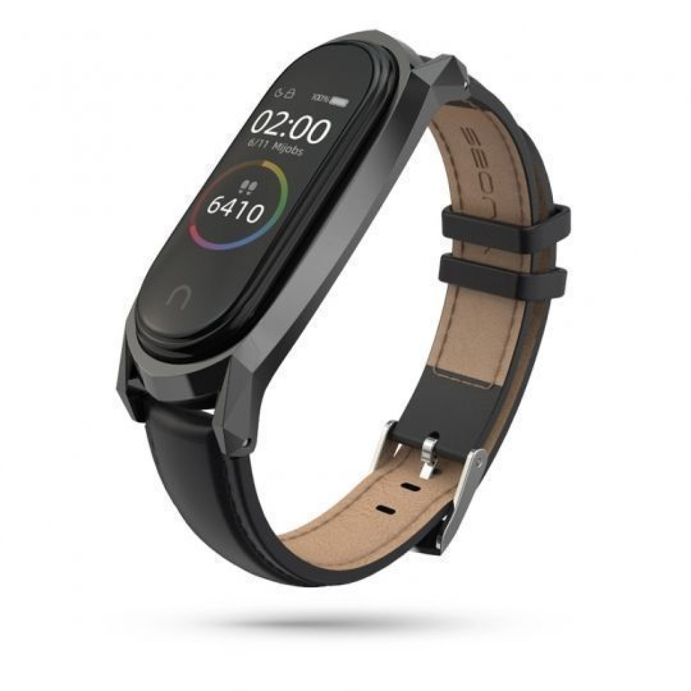Λουράκι Δερματίνης Herms Mi Smart Band 5/6 Μαύρο