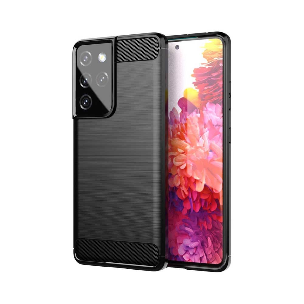 Θήκη Σιλικόνης Carbon TPU Fiber Brushed Samsung Galaxy S21 Ultra Μαύρο