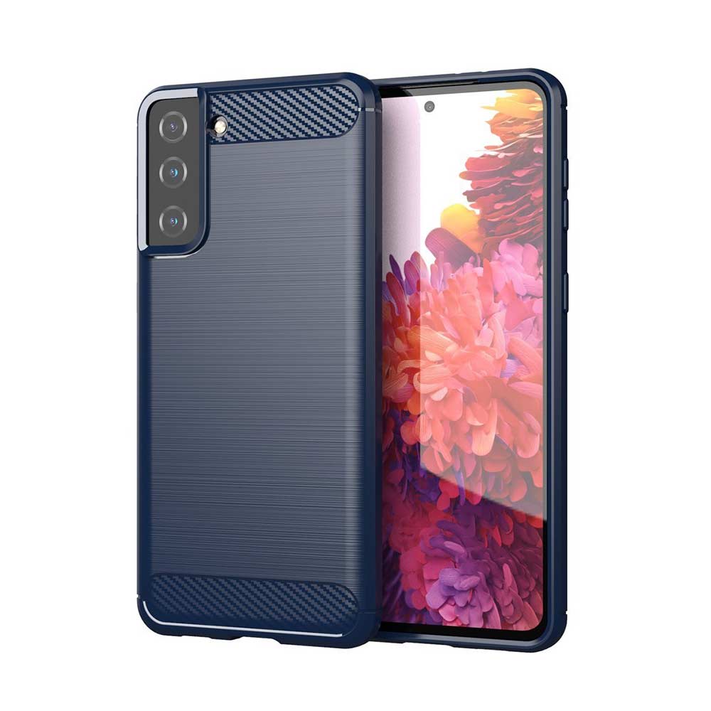 Θήκη Σιλικόνης Carbon TPU Fiber Brushed Samsung Galaxy S21 Plus Μπλε
