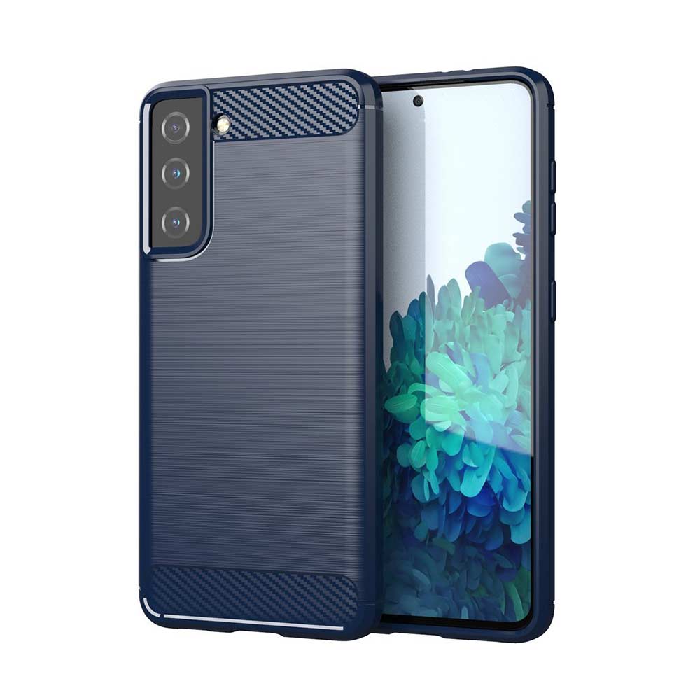 Θήκη Σιλικόνης Carbon TPU Fiber Brushed Samsung Galaxy S21 Μπλε