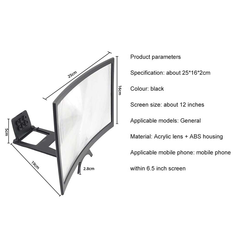 Μεγεθυντής Οθόνης Κινητού Curved 12-14" L6 Screen magnifier Μαύρο