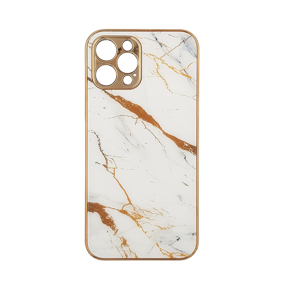 GKK Electroplate Marble Glass Case Apple iPhone 12 Pro Λευκό