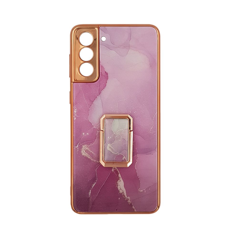 GKK Electroplate Glass Case with Holder Samsung Galaxy S21 Plus Βιολετί