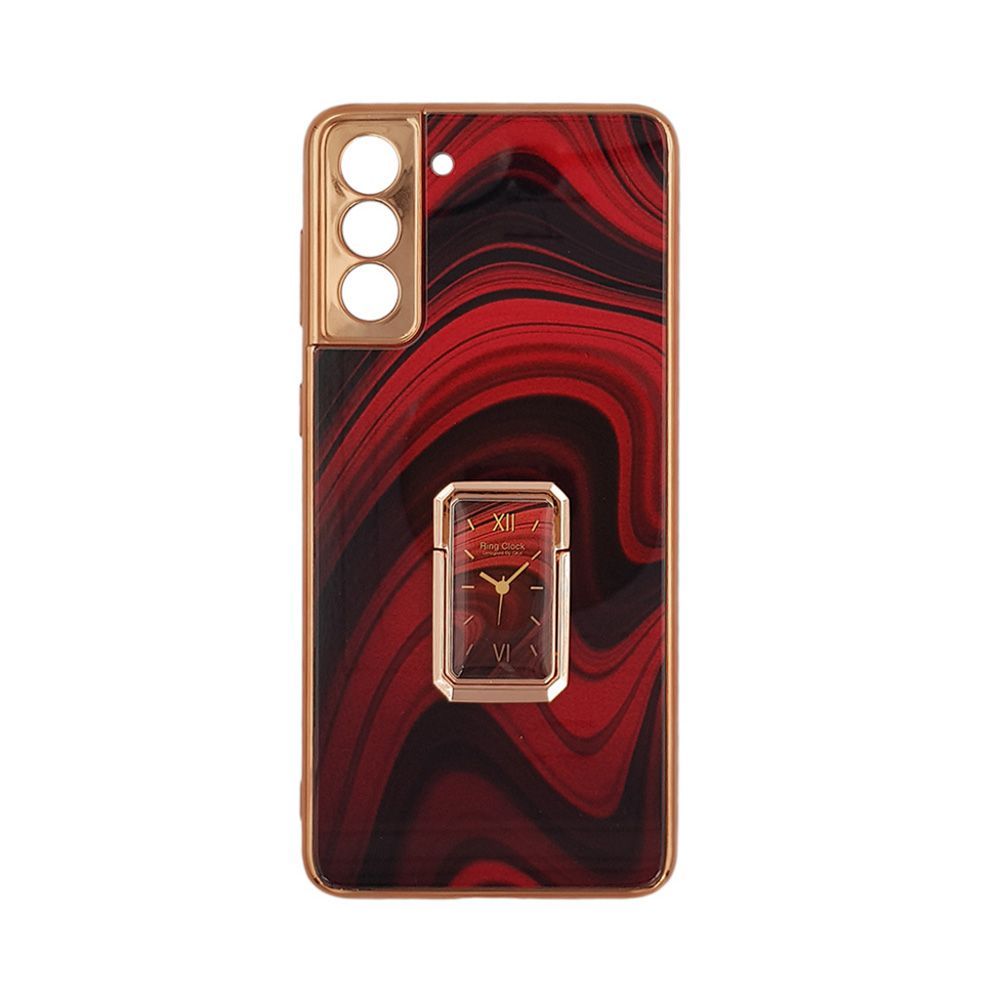 GKK Electroplate Glass Case with Holder Samsung Galaxy S21 Κόκκινο