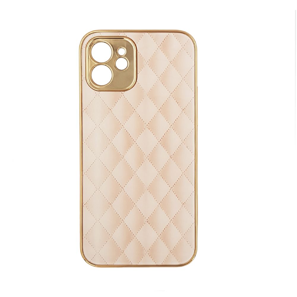 GKK Electroplate Glass Case Apple iPhone 12 Cube Μπεζ