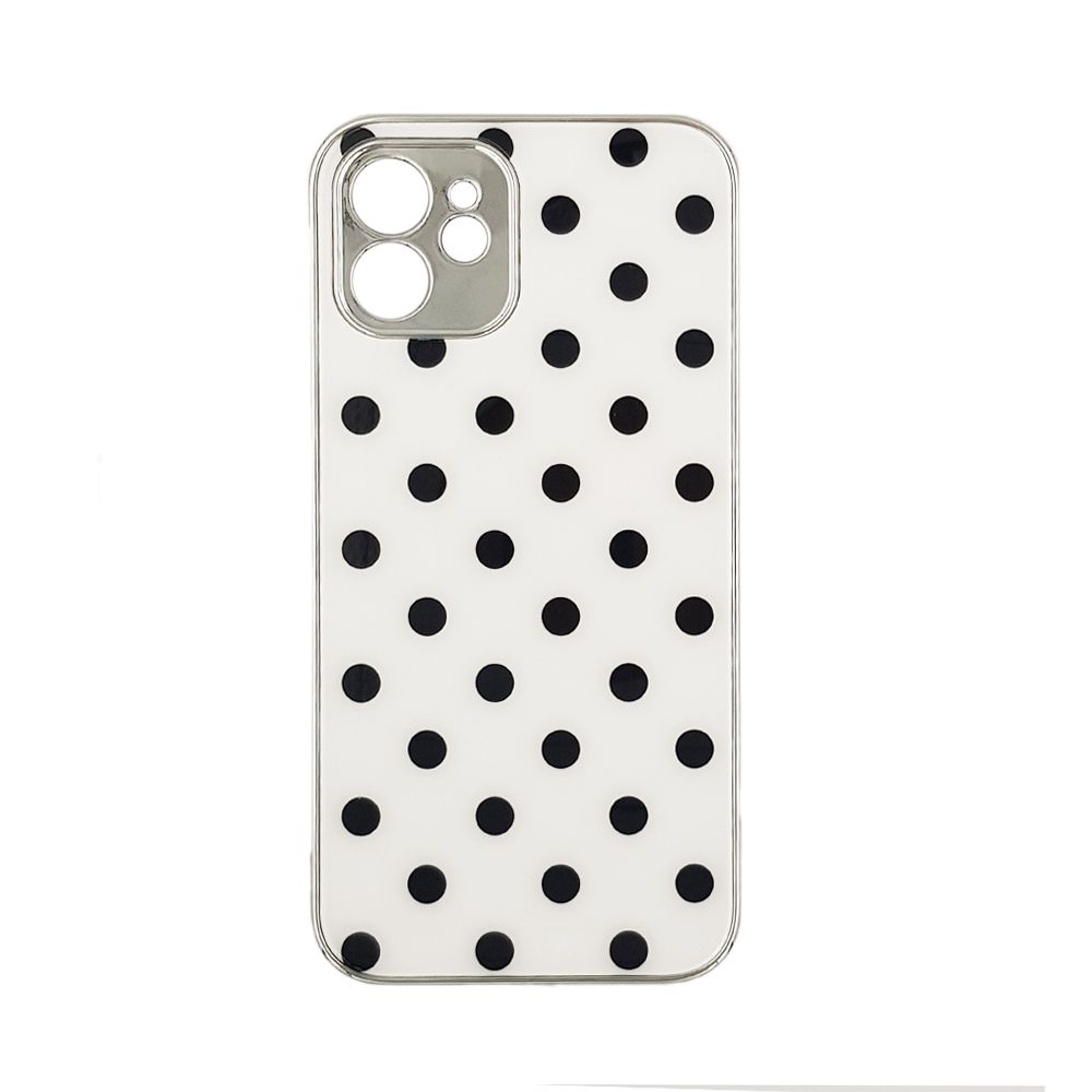 GKK Electroplate Glass Case Apple iPhone 12 Πουά Λευκό