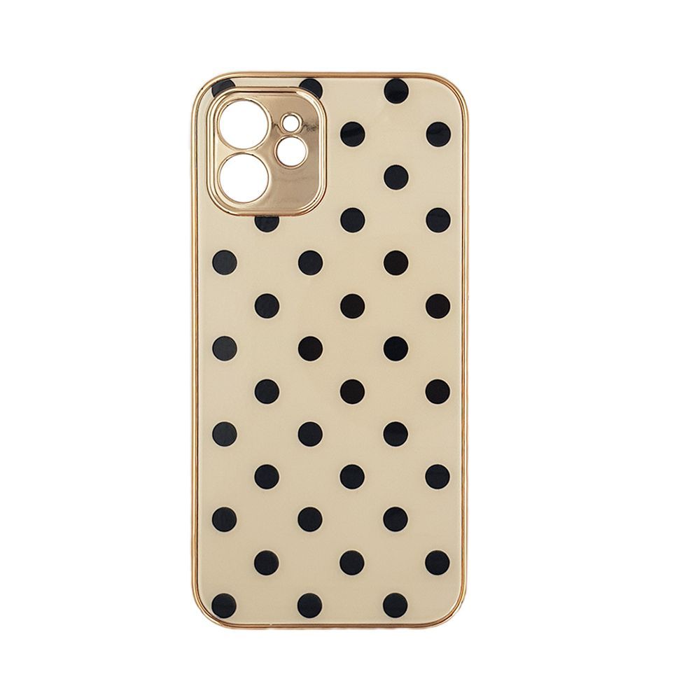 GKK Electroplate Glass Case Apple iPhone 12 Πουά Μπεζ