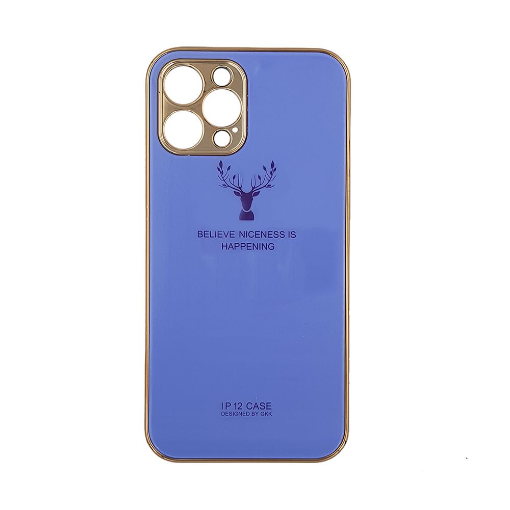 GKK Electroplate Glass Case Apple iPhone 12 Pro Reindeer Λιλά