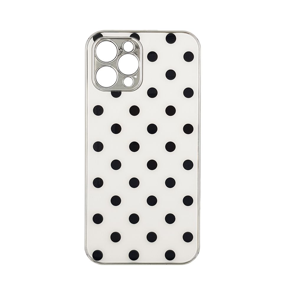 GKK Electroplate Glass Case Apple iPhone 12 Pro Πουά Λευκό