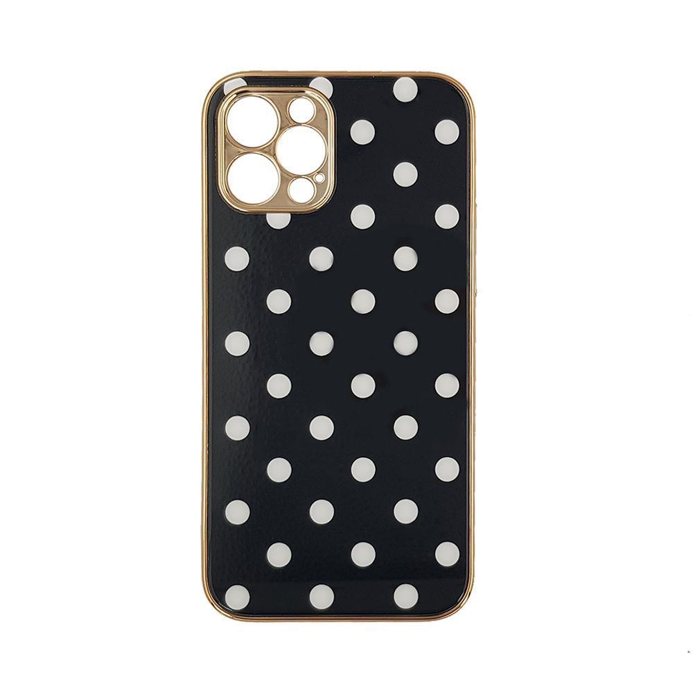 GKK Electroplate Glass Case Apple iPhone 12 Pro Πουά Μαύρο