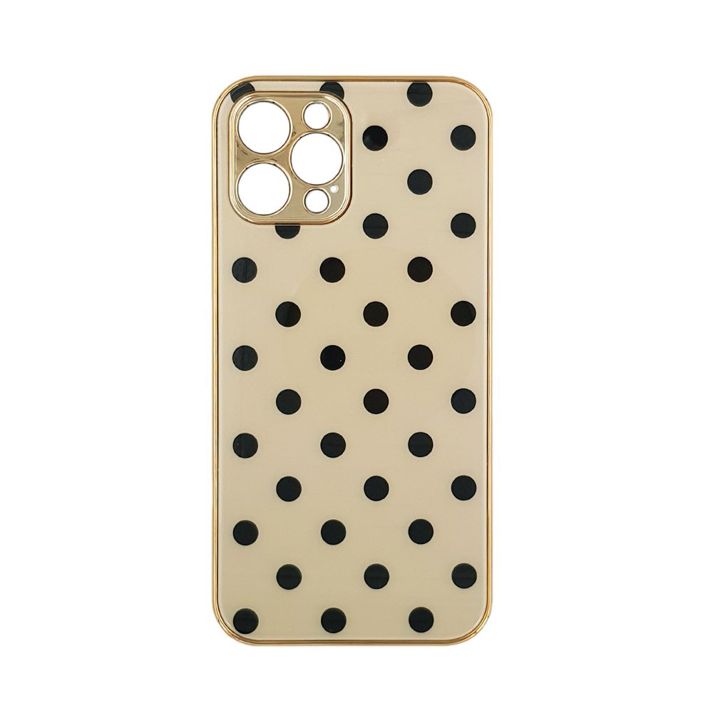 GKK Electroplate Glass Case Apple iPhone 12 Pro Πουά Μπεζ