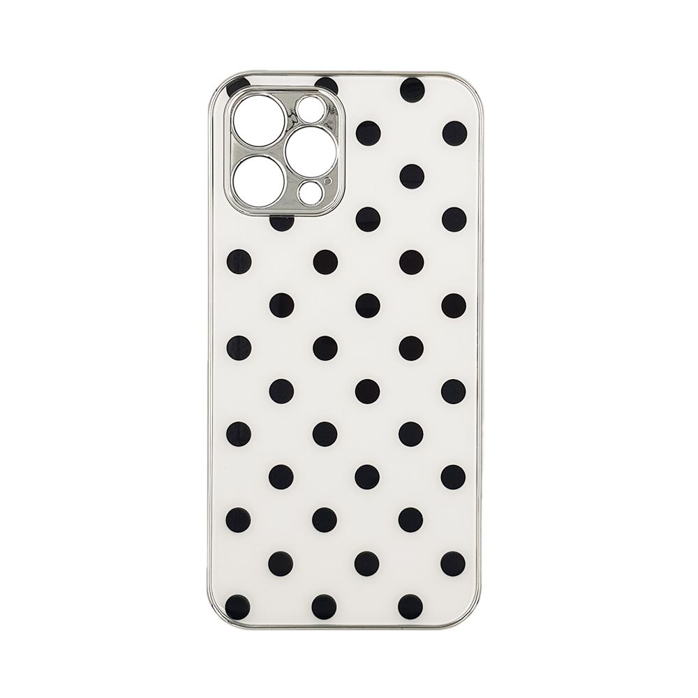 GKK Electroplate Glass Case Apple iPhone 12 Pro Max Πουά Λευκό