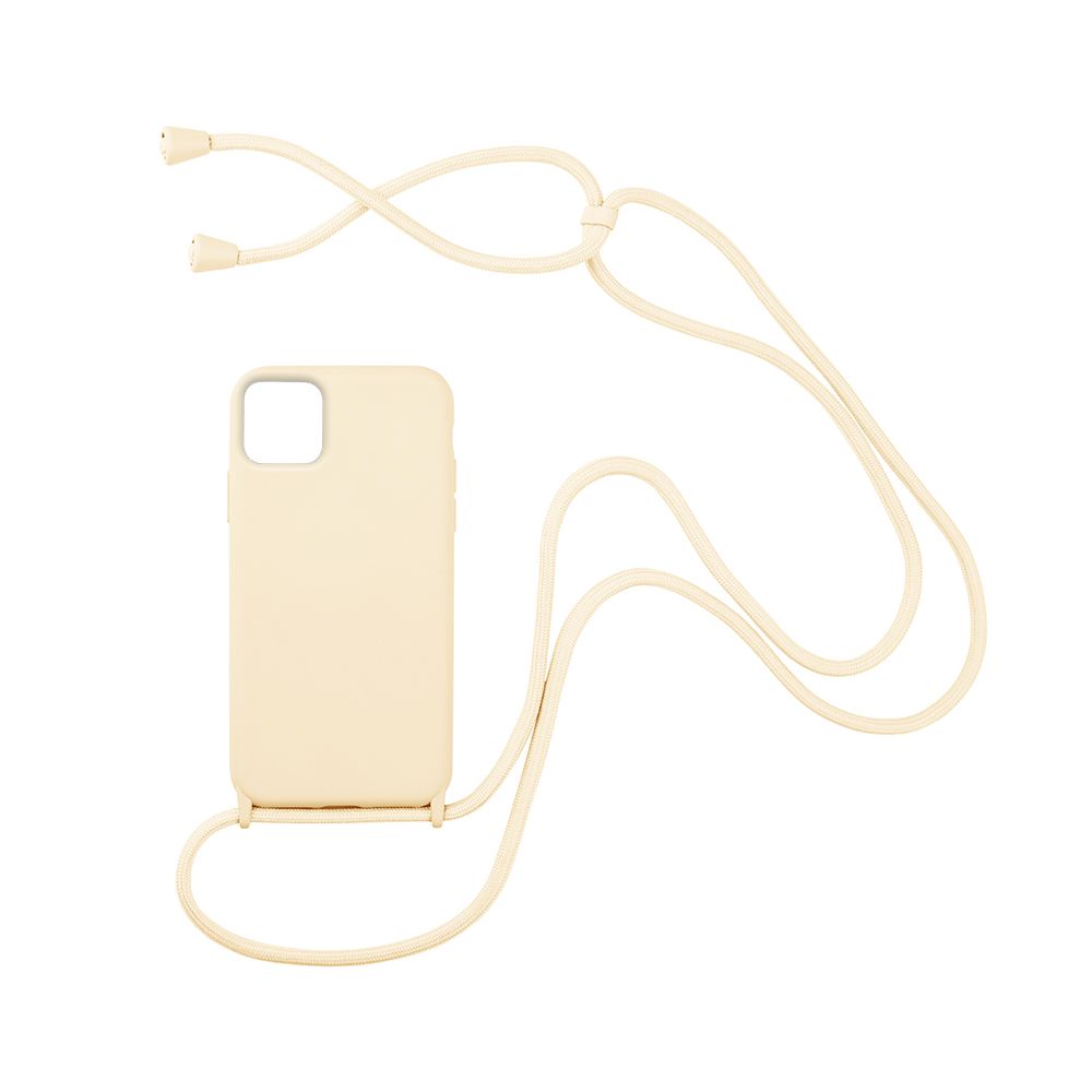 Θήκη Σιλικόνης με Κορδόνι CarryHang Sonique Apple iPhone 12 / iPhone 12 Pro Μπεζ