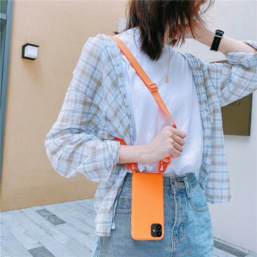 Θήκη Σιλικόνης με Strap CarryHang Sonique Apple iPhone XS MAX Πορτοκαλί