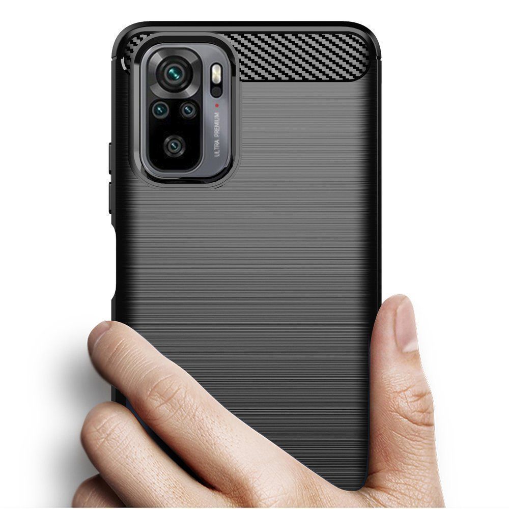 Θήκη Σιλικόνης Carbon TPU Fiber Brushed Xiaomi Redmi Note 10 / Redmi Note 10s / Poco M5s Μαύρο