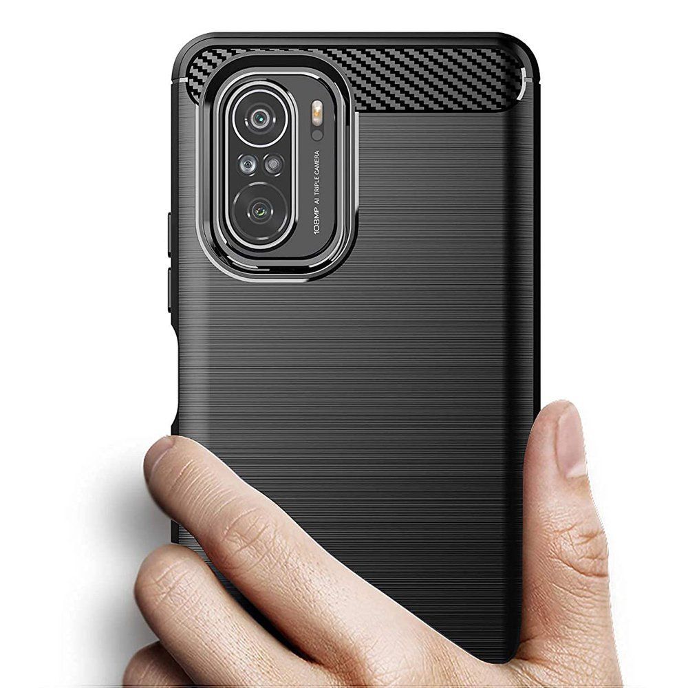 Θήκη Σιλικόνης Carbon TPU Fiber Brushed Xiaomi Poco F3 / Mi 11i Μαύρο