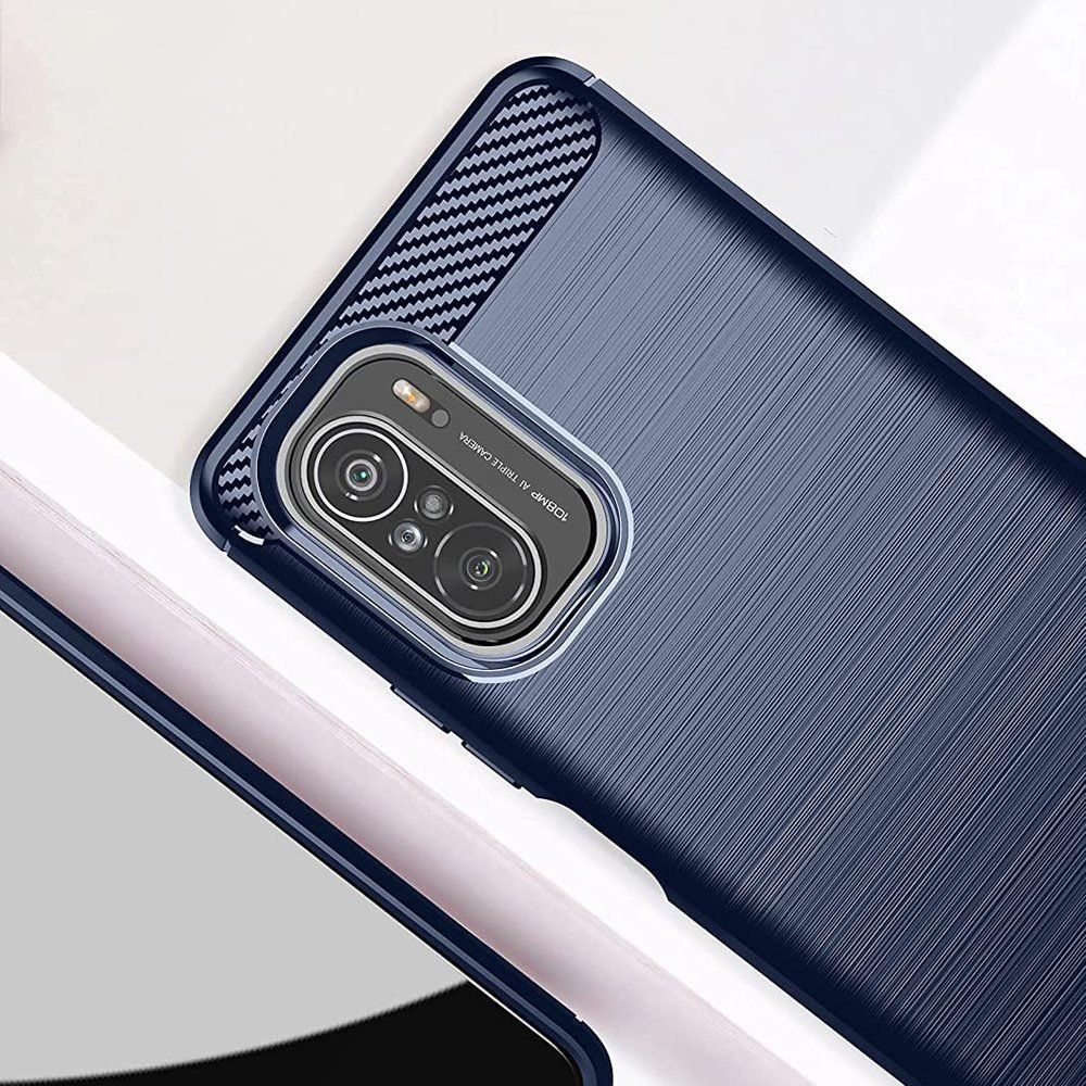 Θήκη Σιλικόνης Carbon TPU Fiber Brushed Xiaomi Poco F3 / Mi 11i Μπλε