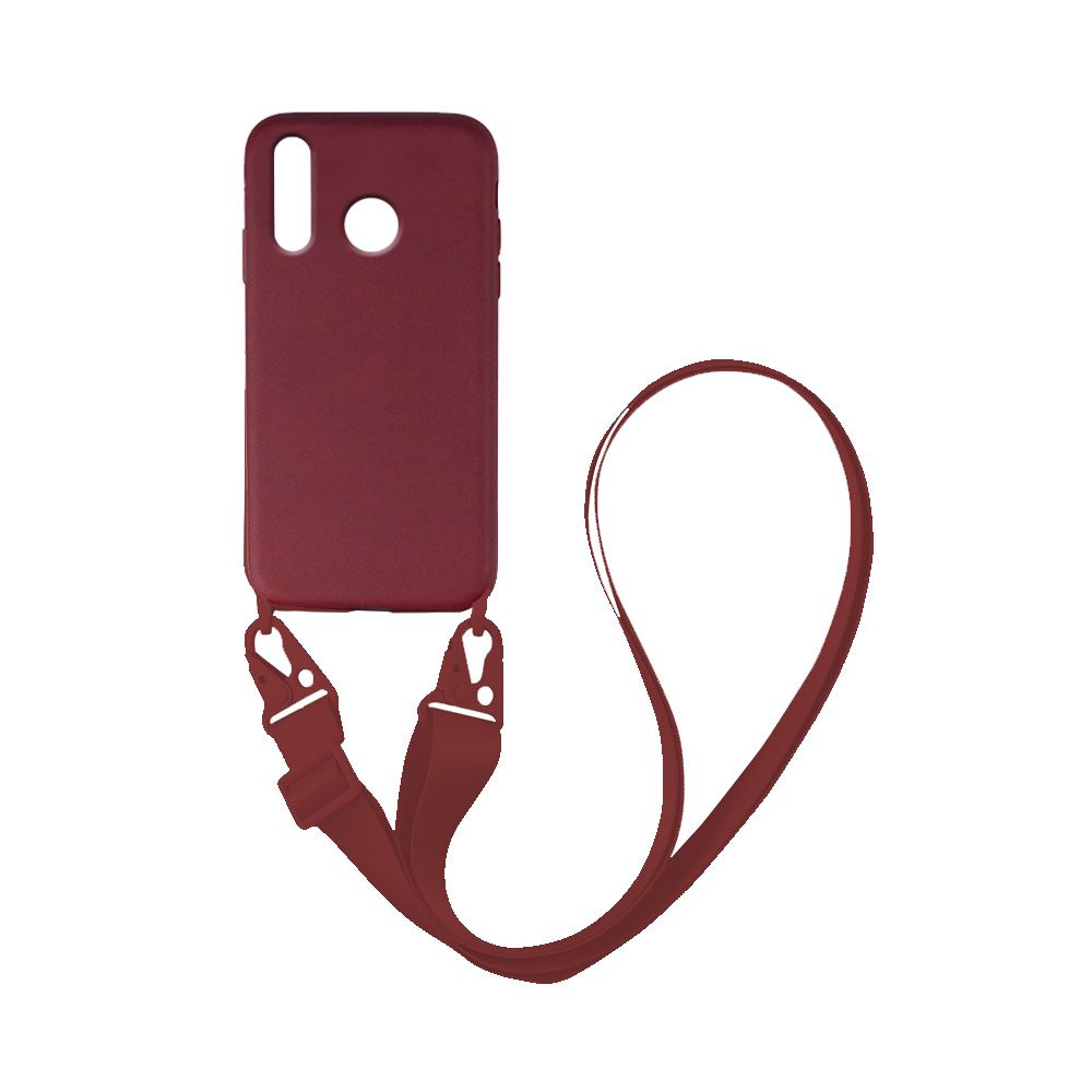 Θήκη Σιλικόνης με Strap CarryHang Sonique Huawei P30 Lite Μπορντό