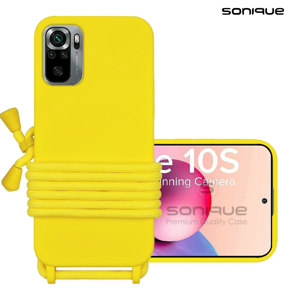 Θήκη Σιλικόνης με Κορδόνι CarryHang Sonique Xiaomi Redmi Note 10 / Redmi Note 10s / Poco M5s Κίτρινο