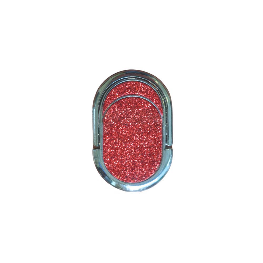 Αυτοκόλλητο Δαχτυλίδι  Κινητού Μαγνητικό Ring Glitter Οβαλ Κόκκινο