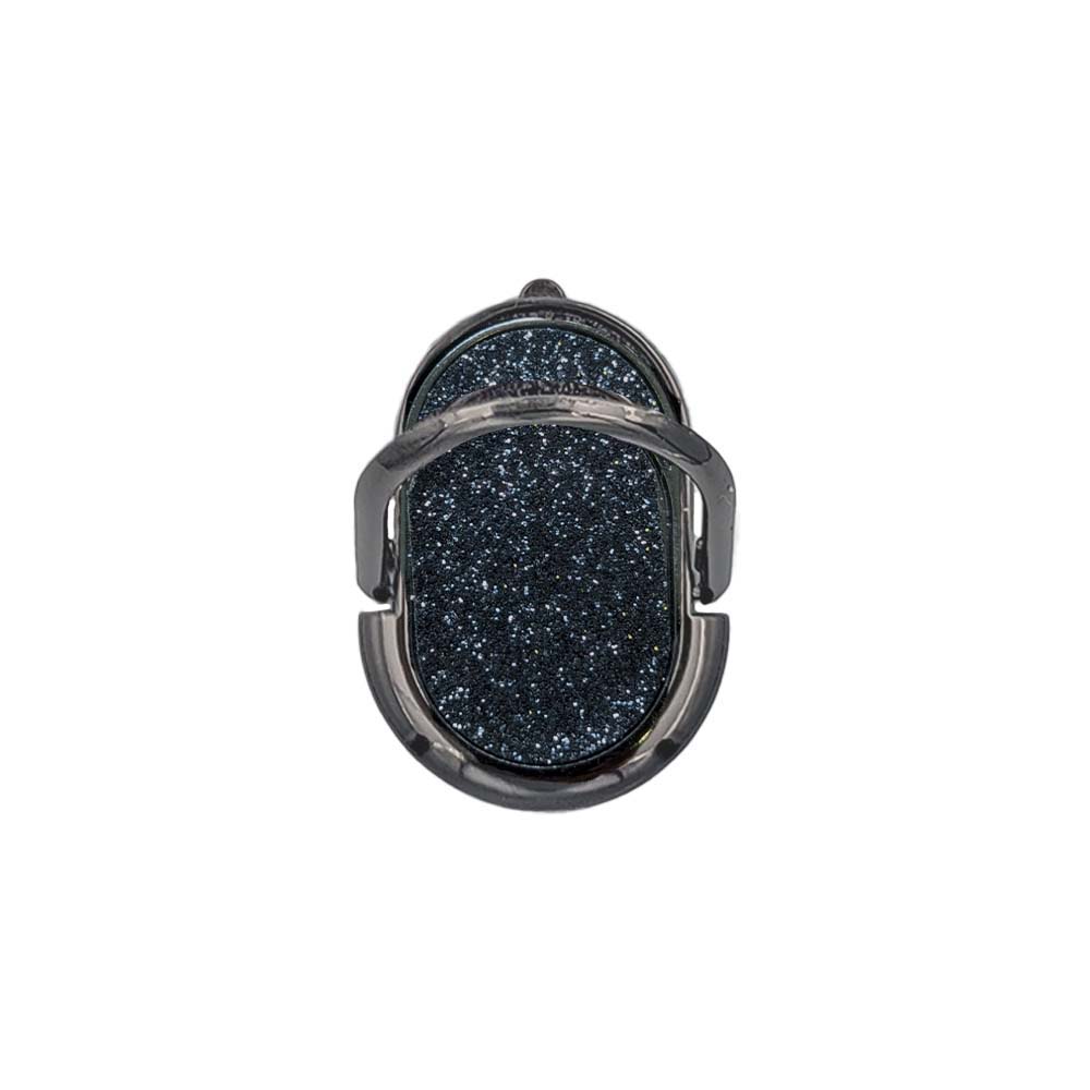 Αυτοκόλλητο Δαχτυλίδι  Κινητού Μαγνητικό Ring Glitter Οβαλ Μαύρο