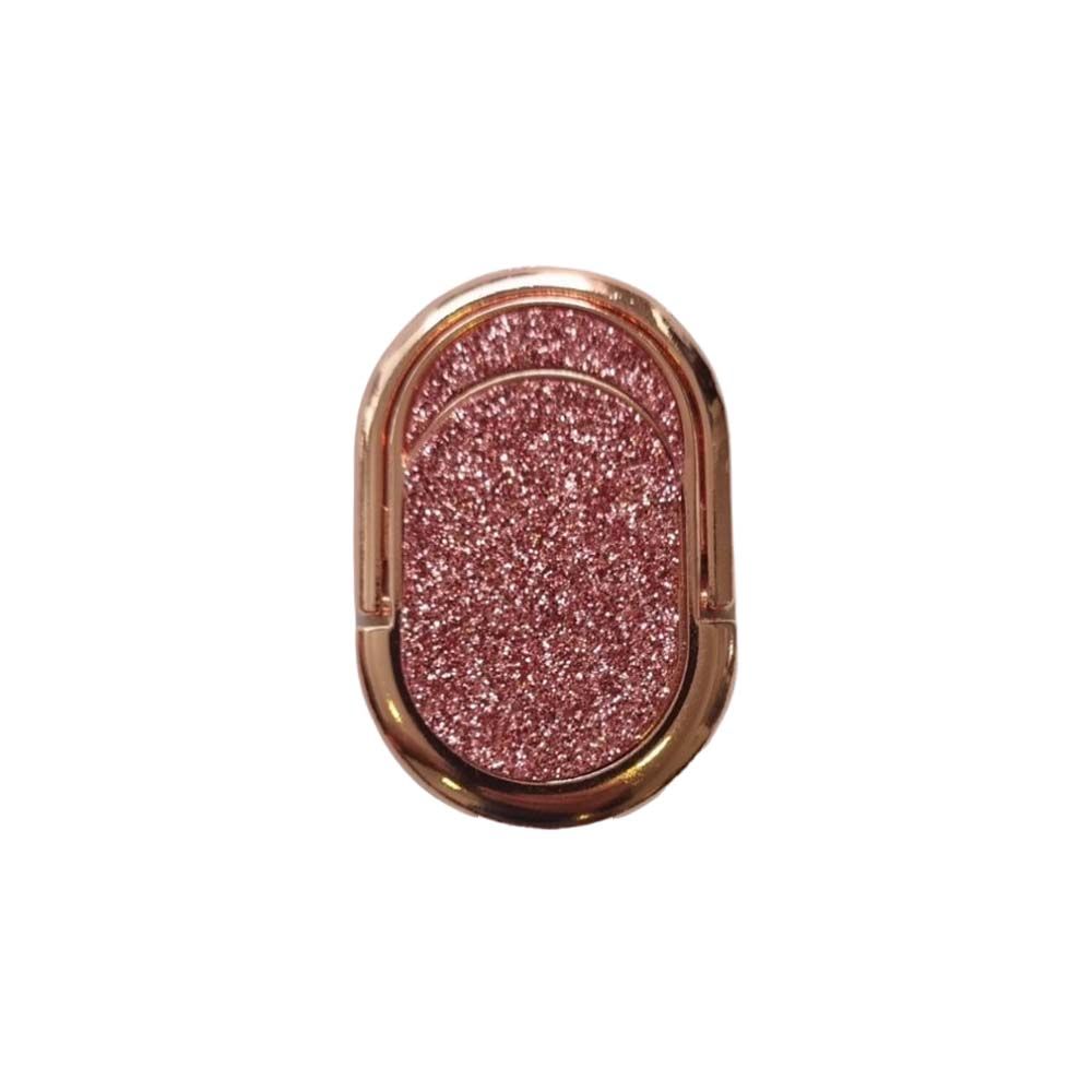 Αυτοκόλλητο Δαχτυλίδι  Κινητού Μαγνητικό Ring Glitter Οβαλ Ροζ Χρυσό