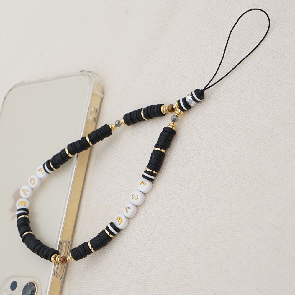 Βραχιόλι Λουράκι Κινητού  Phone Strap Jewelry 24cm Black Love