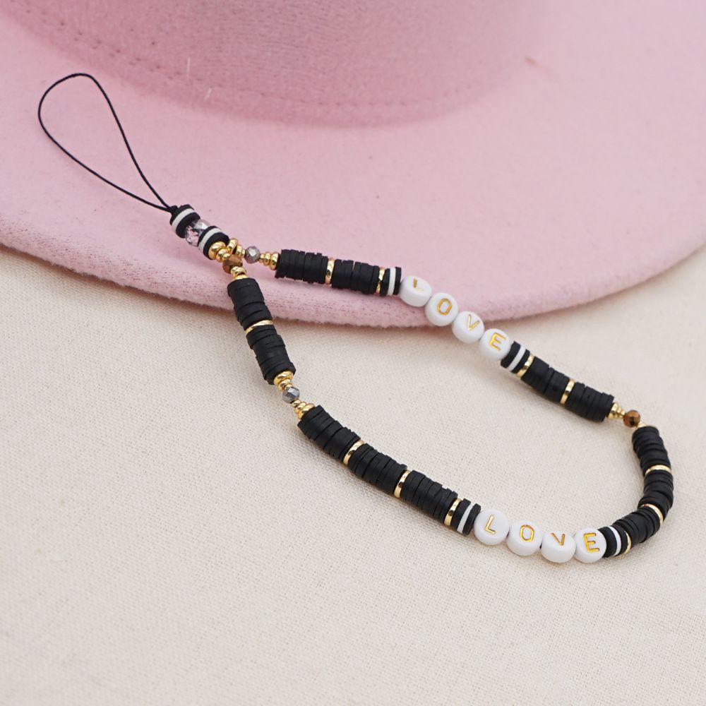 Βραχιόλι Λουράκι Κινητού  Phone Strap Jewelry 24cm Black Love