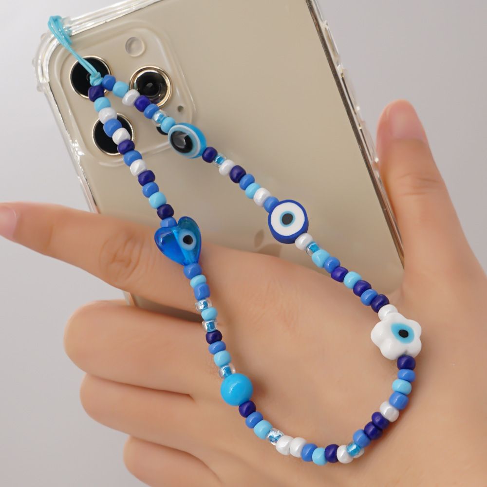Βραχιόλι Λουράκι Κινητού  Phone Strap Jewelry 24cm Blue Heart