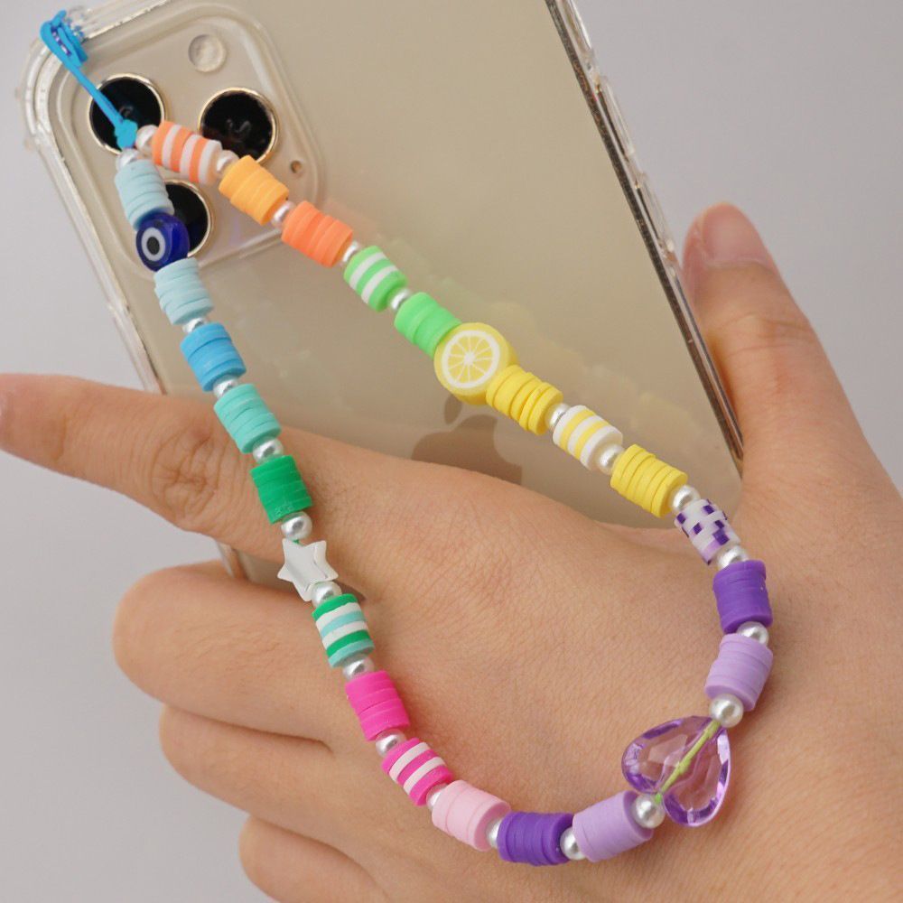 Βραχιόλι Λουράκι Κινητού  Phone Strap Jewelry 24cm Colorful Heart