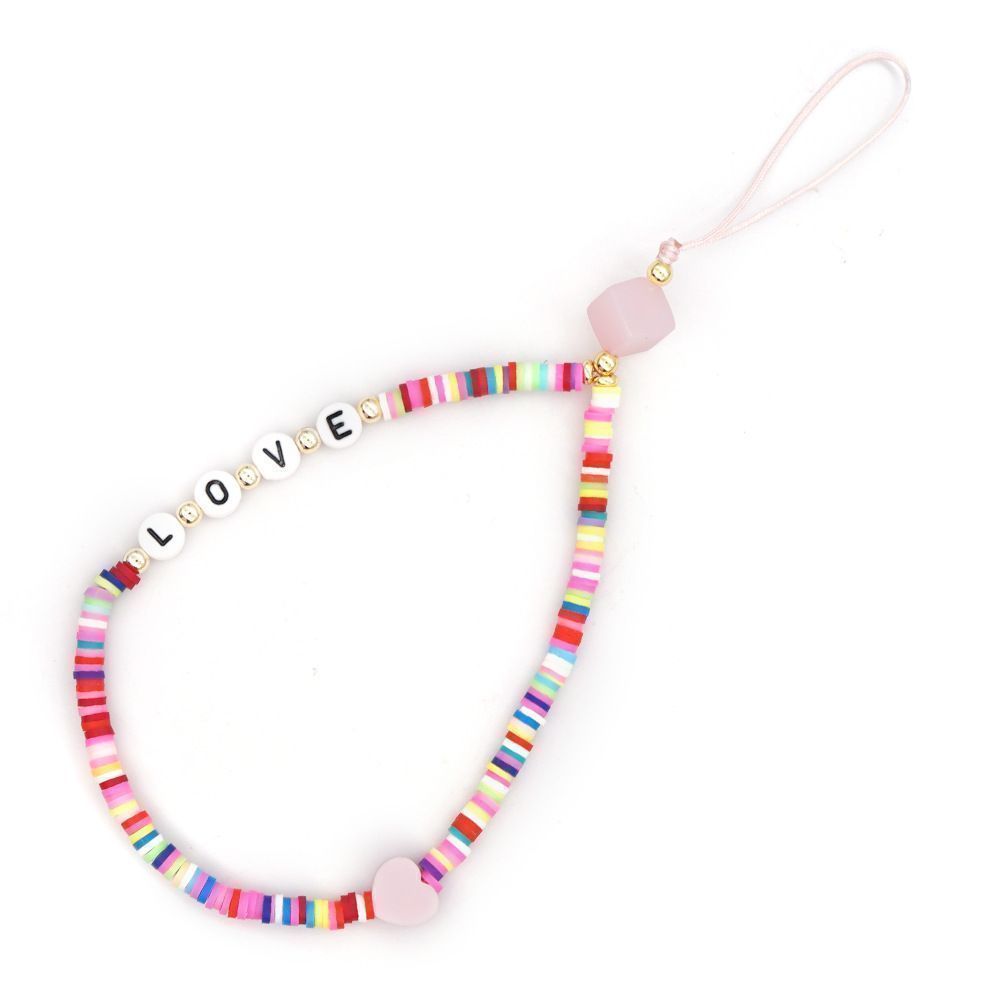 Βραχιόλι Λουράκι Κινητού  Phone Strap Jewelry 24cm Colorful Love
