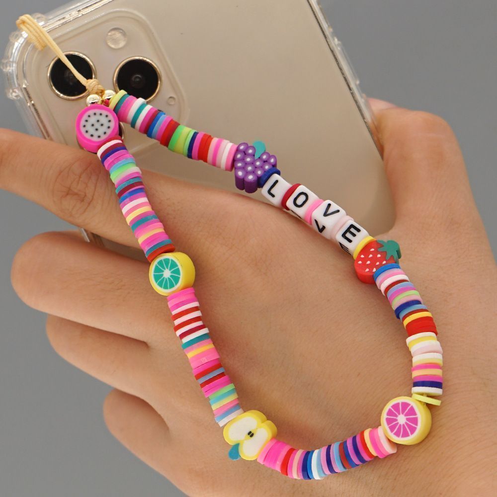 Βραχιόλι Λουράκι Κινητού  Phone Strap Jewelry 24cm Colorful Love Fruits