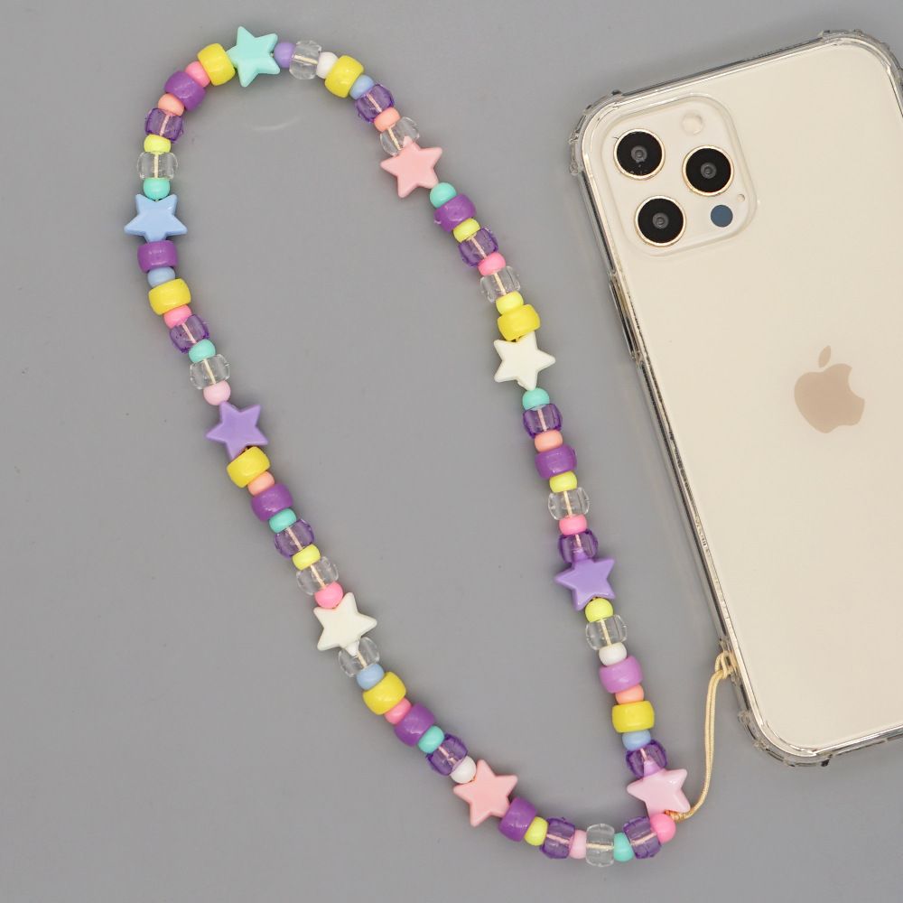 Βραχιόλι Λουράκι Κινητού Phone Strap Jewelry 44cm Colorful Pearl Star
