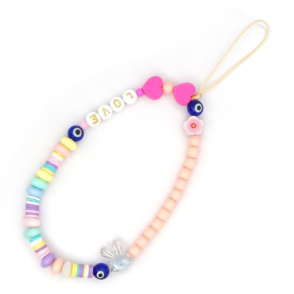Βραχιόλι Λουράκι Κινητού  Phone Strap Jewelry 24cm Colorful Rabbit