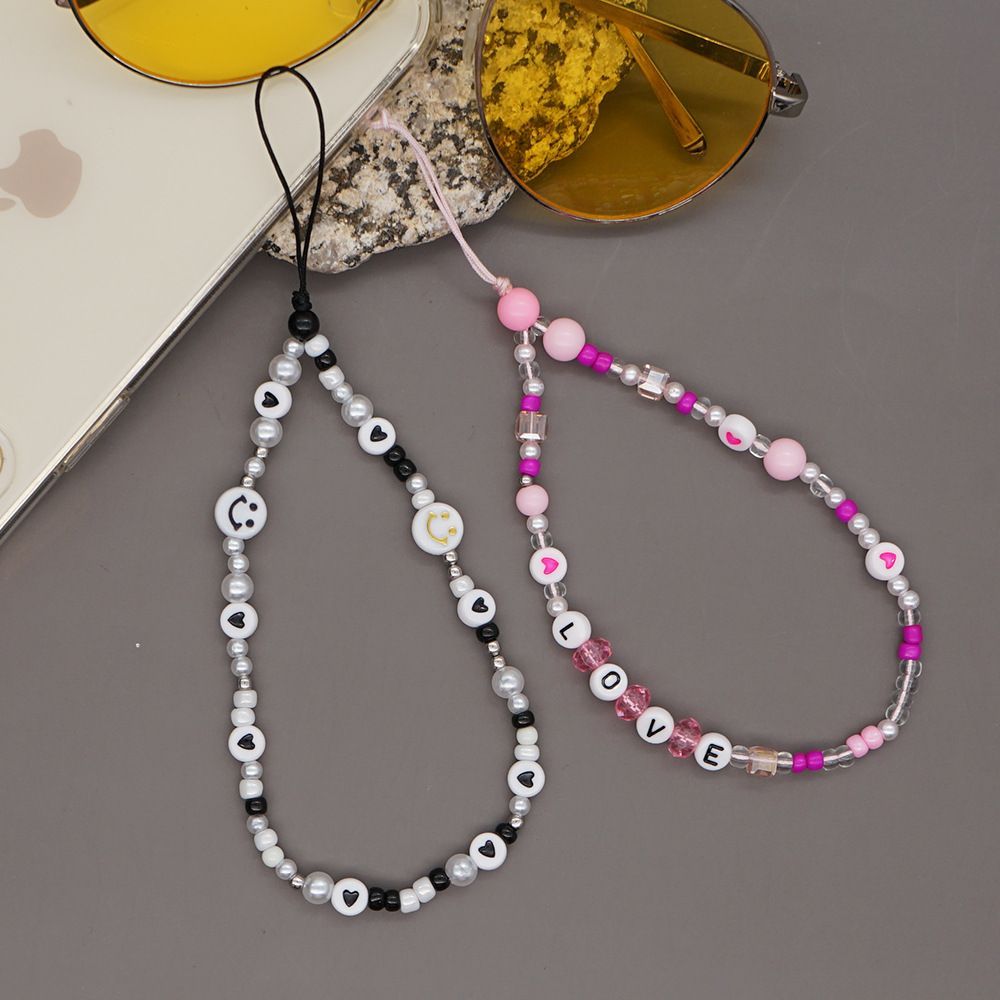 Βραχιόλι Λουράκι Κινητού  Phone Strap Jewelry 24cm Pink Pearl