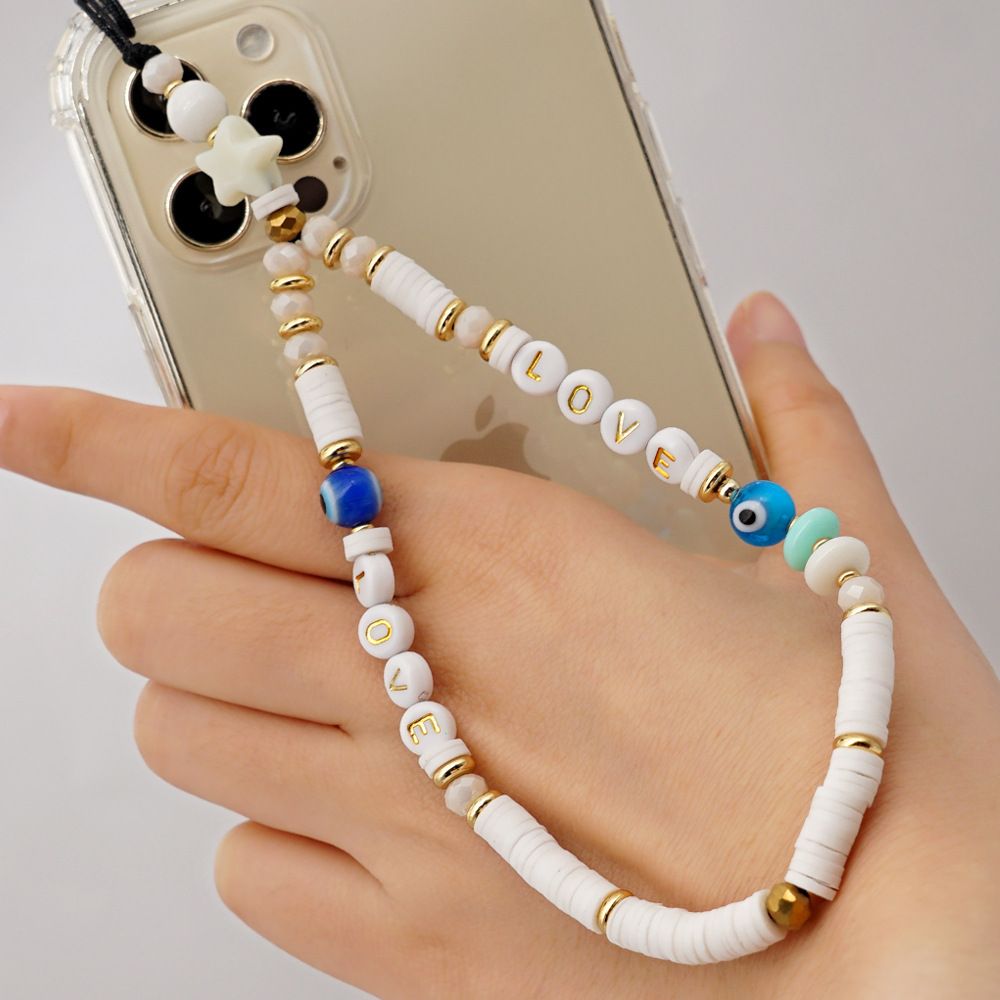 Βραχιόλι Λουράκι Κινητού  Phone Strap Jewelry 24cm White Love