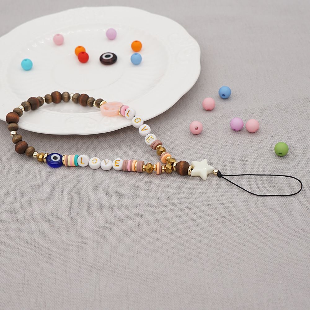 Βραχιόλι Λουράκι Κινητού  Phone Strap Jewelry 24cm Wooden Peace