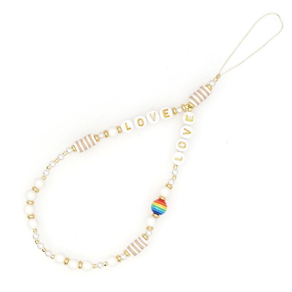Βραχιόλι Λουράκι Κινητού  Phone Strap Jewelry 24cm Pearl Love