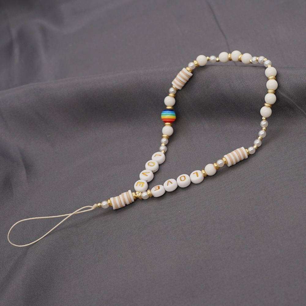 Βραχιόλι Λουράκι Κινητού  Phone Strap Jewelry 24cm Pearl Love