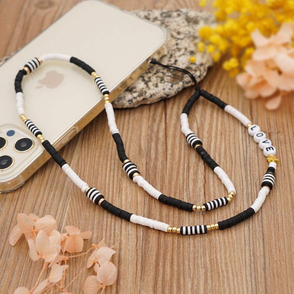 Κολιέ Λουράκι Κινητού Phone Strap Jewelry 80cm Black Love
