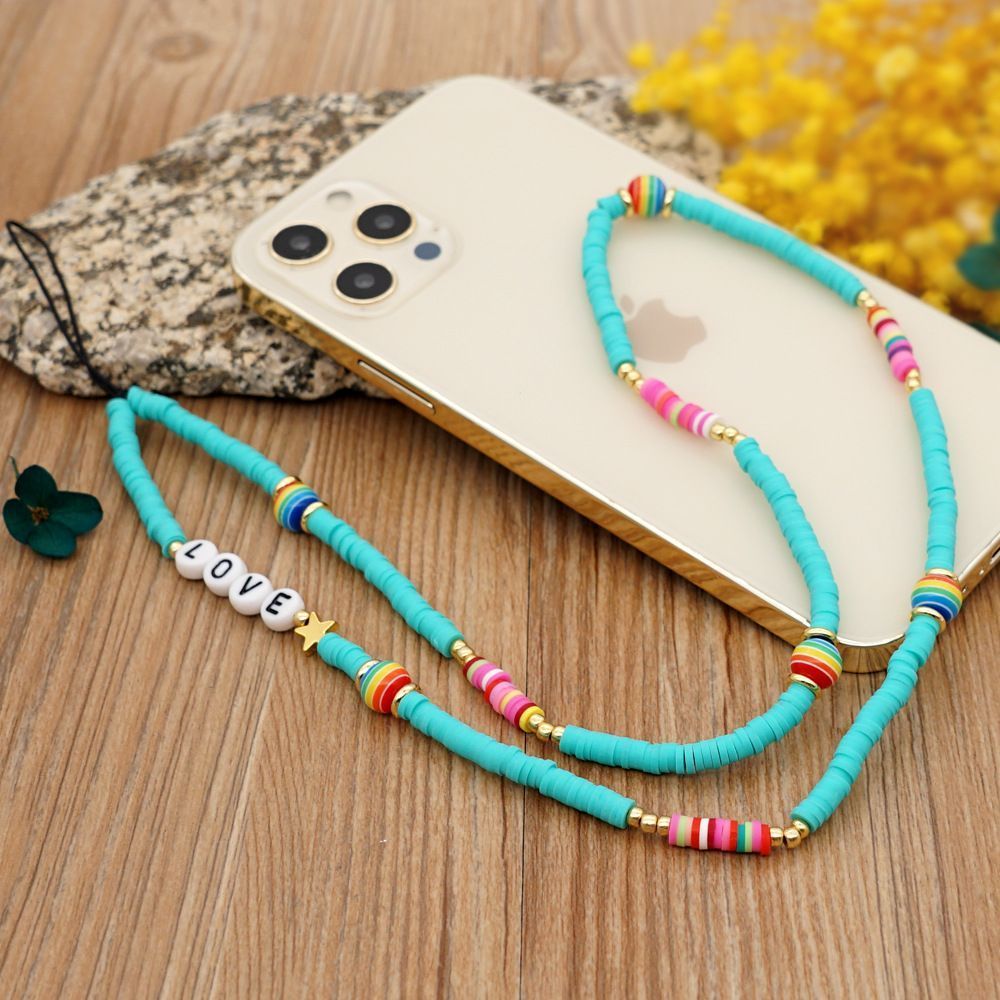 Κολιέ Λουράκι Κινητού Phone Strap Jewelry 60cm Blue Love