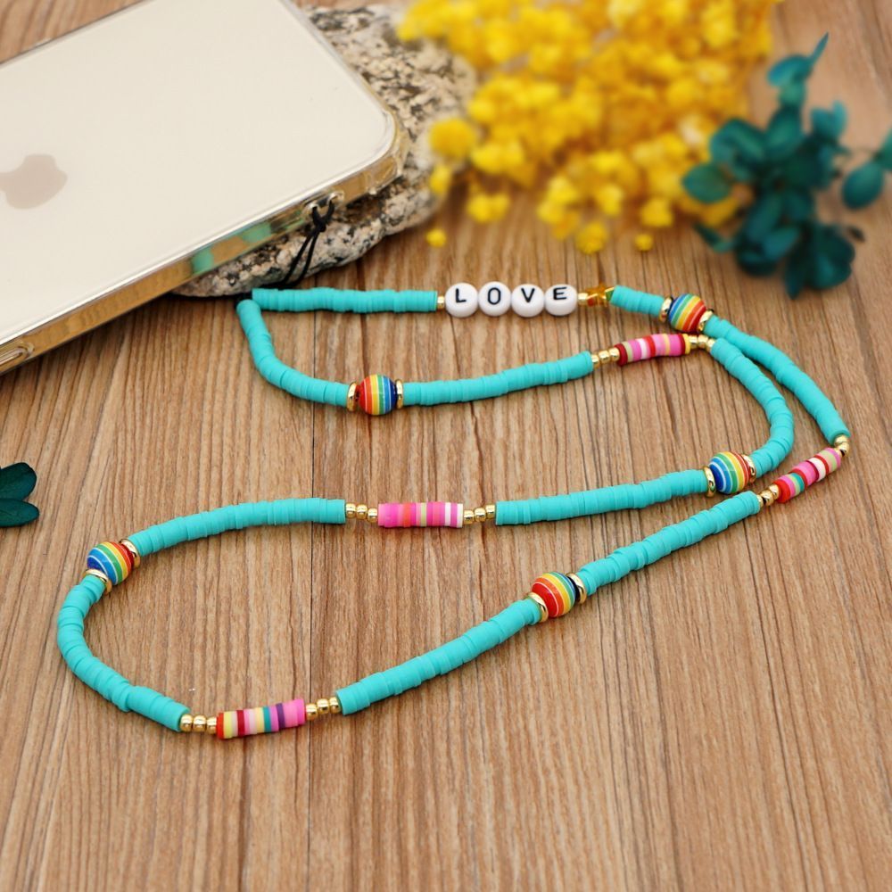 Κολιέ Λουράκι Κινητού Phone Strap Jewelry 60cm Blue Love